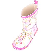 Childrens Kids Girls Slip On Waterproof Cartoon Pig Wellies Wellington Rain Boots