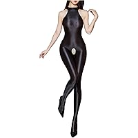 Women's One Piece Sheer Oil Shiny Glossy Bodystocking Lingerie Bodysuit Skinny Catsuits