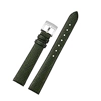 Women Genuine Leather Watch Strap for Armani AR1681 1683 1882 1926 1726 Thin Soft Wristband Watchbands (Color : Dark Green Silver, Size : 14mm)
