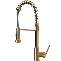Strictly Sinks Kitchen Faucet with Pull Down Sprayer-Contemporary Design Single Handle High Arc Spring Faucet–Dual Function Spray Head with 360 Swivel Spout-Towel Bar Sink Faucet (Gold)