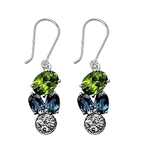 Peridot OVAL Shape Gemstone Jewelry 925 Sterling Silver Drop Dangle Earrings For Women/Girls