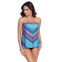 Miraclesuit Women's Swimwear Strapless Bandini Underwire Removable Straps Tankini Bathing Suit Top