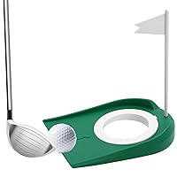 Kigniote Golf Practice Putter Pad, Plastic Golf Putting Cup for Indoor and Outdoor Practice Aids with Adjustable Hole and Flag