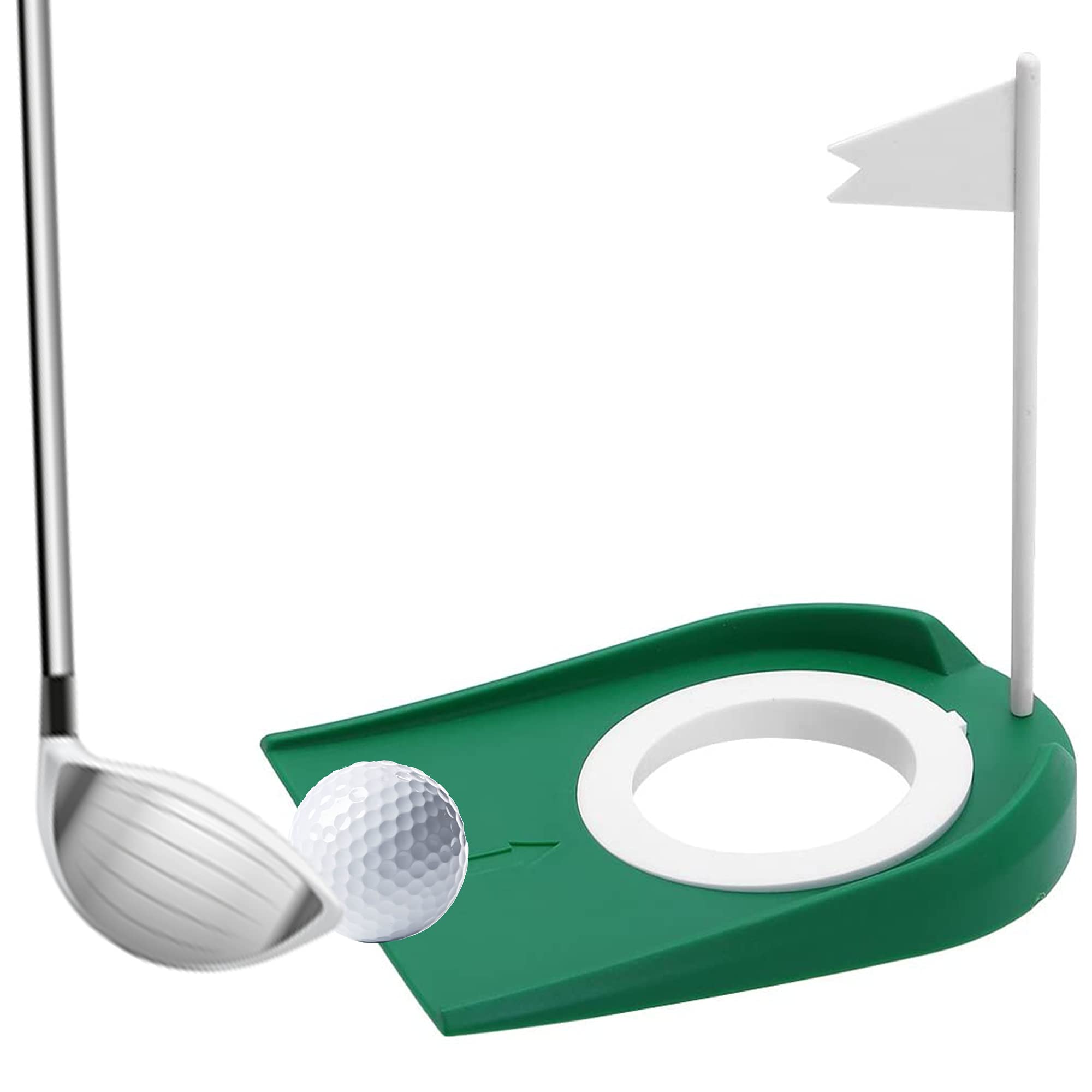 Kigniote Golf-Übungs-Putter-Pad, Golf Putting Cup aus Kunststoff für Drinnen und Draußen Übungshilfen mit Verstellbarem Hole und Flagge