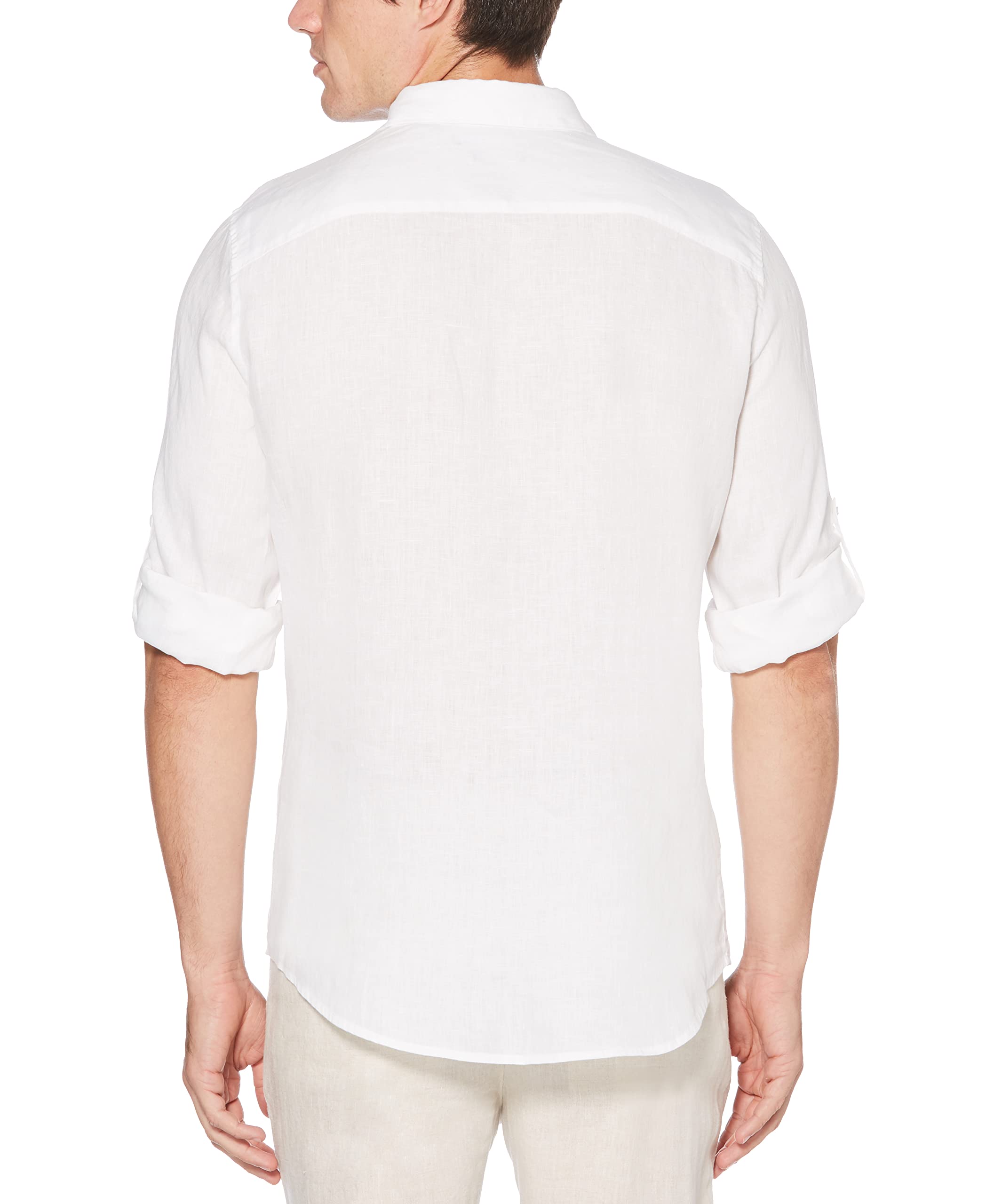 Perry Ellis Men's Roll Sleeve 100% Linen Button-Down Shirt (Size X-Small - 5X Big & Tall)