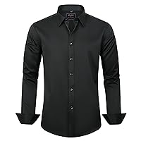 J.VER Men's Dress Shirts Solid Long Sleeve Stretch Wrinkle-Free Formal Shirt Business Casual Button Down Shirts