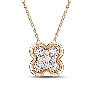 925 Sterling Silver Mini Clover Flower Shape Diamond Pendant Necklace (0.10cttw, IJ, I2-I3) 18