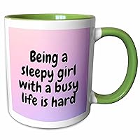3dRose Simple Text of Being a sleepy girl with a busy life is hard - Mugs (mug-385045-12)