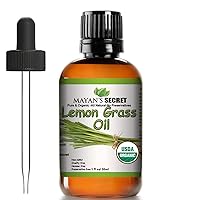 USDA Certified Organic Lemongrass Essential Oil (100% Pure & Natural - UNDILUTED) 1oz Amber Glass Bottle