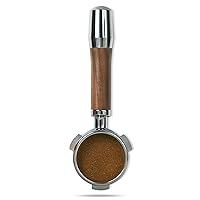 54mm Bottomless Portafilter, Compatible with Breville Barista Express Portafilter with Stainless Steel Portafilter & Walnut Handle, Includes Precision Filter Basket (Walnut)