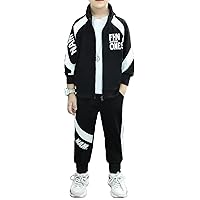 Teen Boys 2 Piece Tracksuit Long Sleeve Zip Up Turtleneck Sweatshirt with Sweatpant Set Sweatsuit Activewear