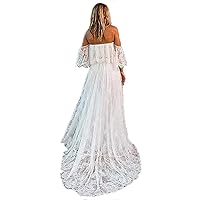 Tsbridal Lace Boho Wedding Dress Off The Shoulder Wedding Dresses