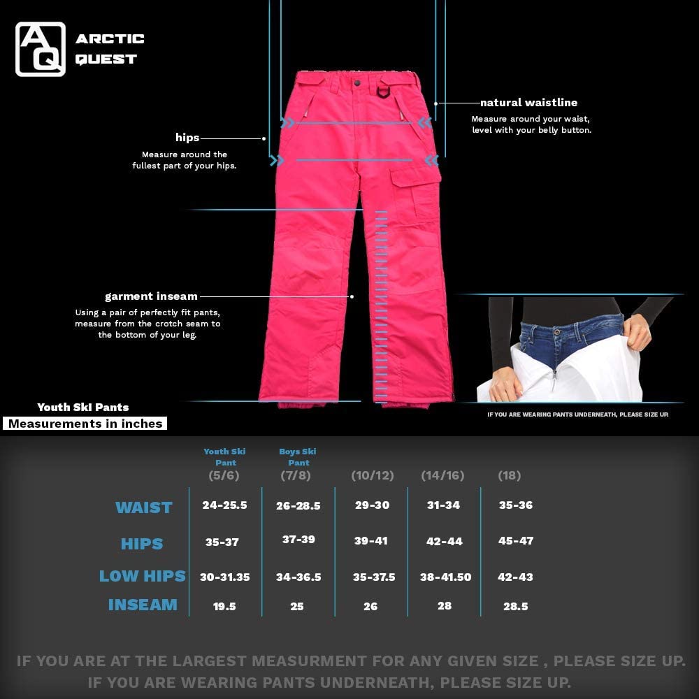 Arctic Quest Childrens Water Resistant Insulated Ski Snow Pants