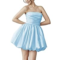 Strapless Short Wedding Dresses for Bride Satin Sleeveless Prom Homecoming Dresses A Line Formal Party Gowns