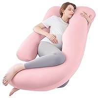 Sasttie Pregnancy Pillows for Sleeping, U Shaped Body Pillow Pregnancy Must Haves, Maternity Pillow for Pregnant Women, 59'' Full Pregnant Pillow with Removable Cover for Side Sleeper, Light Pink