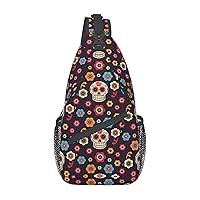Starfish And Lighthouse Printed Canvas Sling Bag Crossbody Backpack, Hiking Daypack Chest Bag For Women Men