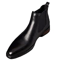 Chelsea Boots Men Black Dress Genuine Leather Silp On Boots Fashion Casual Ankle Boots for Men