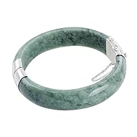 NOVICA Handmade Jade Bangle Bracelet from Guatemala [7.5 in L x 0.6 in W] 'Verdant Moon in Light Green'