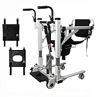 Hydraulic Patient Transfer Lift Chair w/180° Split Seat for Home Multifunctional Transfer Wheelchair w/Backrest and Potty Adjustable Seat Height Shower Chair, Elderly Lift aid Bedside Commode Chair