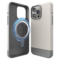 elago Compatible with iPhone 15 Pro Max Case, Compatible with MagSafe, Glide Case, Full Body Protective Cover, Shockproof, Slim Phone Case 6.7 inch (Top: Stone / Bottom: Medium Grey)