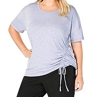Designer Womens Activewear Plus Size Side Tie Top,Tranquility,3X