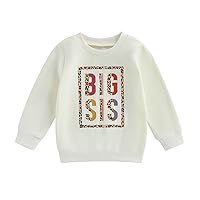 VISGOGO Infant Baby Boy Girls Big Lil Bro Big Lil Sis Matching Set Sweatshirt Romper Embroidery Sweater Toddler Clothes