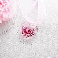 Phonphisai shop Murano Glass Heart Spiral Flower Inlaid Pendant 28mm Ribbon Necklace Jewelry Color Pink