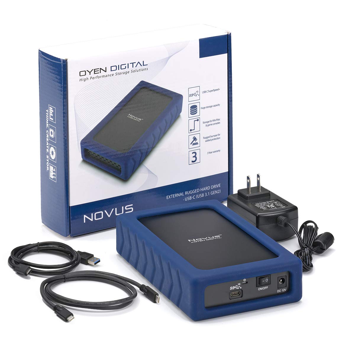 Oyen Digital Novus 20TB External USB-C 7200RPM Hard Drive, (3N1-C-20T-BL)