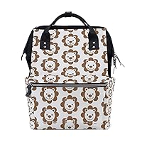 Diaper Bag Backpack Lion Flowers Pattern Casual Daypack Multi-Functional Nappy Bags
