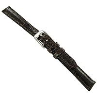 12mm DB Baby Crocodile Grain Brown Padded Stitched Watch Band Strap