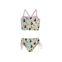 PattyCandy Little Girls Bathing Suit Avocado and Fruits Pattern Girls Tankini Swimsuit Swimwear Set Size 2-16