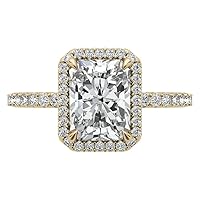 2.5 Ct Radiant Cut Halo Engagement Rings Wedding Ring Promise Gifts for Her