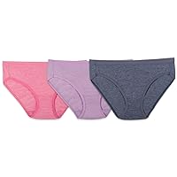 Fruit of the Loom Women's Tag Free Assorted Cotton Panties, 3 Pack (3 Pack - Bikinis - Assorted