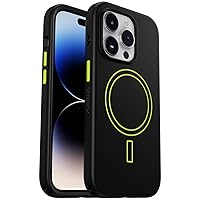 OtterBox iPhone 14 Pro Colorful Grip Case - Electric Vibes (Black/Lime Green), Snaps to MagSafe, Ultra-Sleek, Raised Edges Protect Camera & Screen