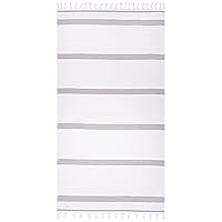 Superior Oversized Cotton Beach Towel for Adults and Kids, Quick Drying Towels for Pool, Spa, Resort, Hotel, Camping, Travel, Super Absorbent, Striped with Tassels, Tropical Cabana Collection, Grey