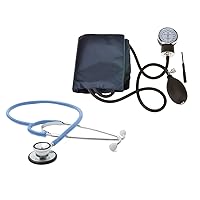 Dealmed Blood Pressure Monitor and Stethoscope Bundle | Includes (1) Arm Blood Pressure Monitor with Adult Cuff (Black) and (1) Dual-Head Stethoscope (Light Blue)