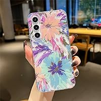 Clear Case for Galaxy S24 Plus Case Floral Hard PC Soft TPU Bumper Shockproof Protective Clear Flower Case Cover for Samsung Galaxy S24 Plus - Painted Flowers