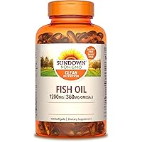 Sundown Naturals Fish Oil 1200 mg With Natural Omega-3, 100 Softgels (Pack of 2)