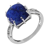 Lapis 10MM Natural Gemstone 925 Sterling Silver Ring Wedding Ring for Women