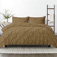 Kotton Culture Duvet Cover California King 3 Piece Pintuck 100% Egyptian Cotton Breathable All Season 600 Thread Count with Zipper & Corner Ties Soft Comforter Cover (Cal King/King, Taupe)