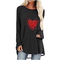 Womens Tops Loose Fit,Mid-Length Solid Color Shirt Casual Crewneck Long Sleeve Tee Fall Winter Bottoming Blouse