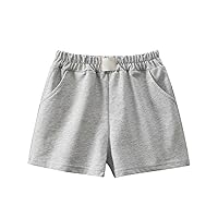 Space Shorts Girls Solid Color Elastic Waistband Casual Shorts with Pockets School Home Beach Tennis Shorts for