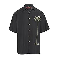 Bamboo Cay Men's Single Palm Embroidered Hawaiian Shirt