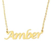 Amber Name Necklace Personalized 18ct Gold Plated Dainty Necklace - Jewelry Gift Women, Girlfriend, Mother, Sister, Friend