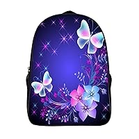 Glowing Night Butterflies 16 Inch Backpack Durable Laptop Backpack Casual Shoulder Bag Travel Daypack