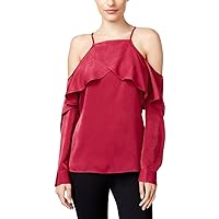 Womens Cold Shoulder Knit Blouse, Pink, XX-Large