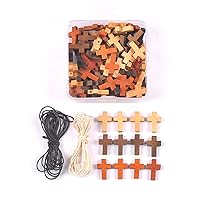 100pcs Cross Beads Wooden Decorations Ornaments Charms Pendant Jewelry Kids Gifts Wood DIY Craft Supplies