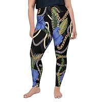 Plus Size Leggings for Women Girls Blue Hidden Stripe Jet Black Yoga Pants