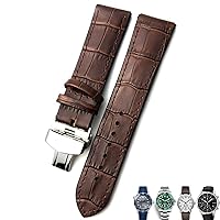 20mm 21mm 22mm Leather Watch Strap Black Brown Watch Bands for Rolex for Omega Seamaster 300 for Hamilton for Seiko for IWC for Tissot Bracelet (Color : 10mm Gold Clasp, Size : 20mm)