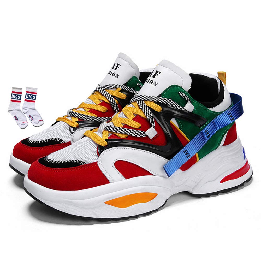 Men's Retro Color Blocked Fashion Sneakers Sport Running Shoes Walking Casual Athletic Shoes